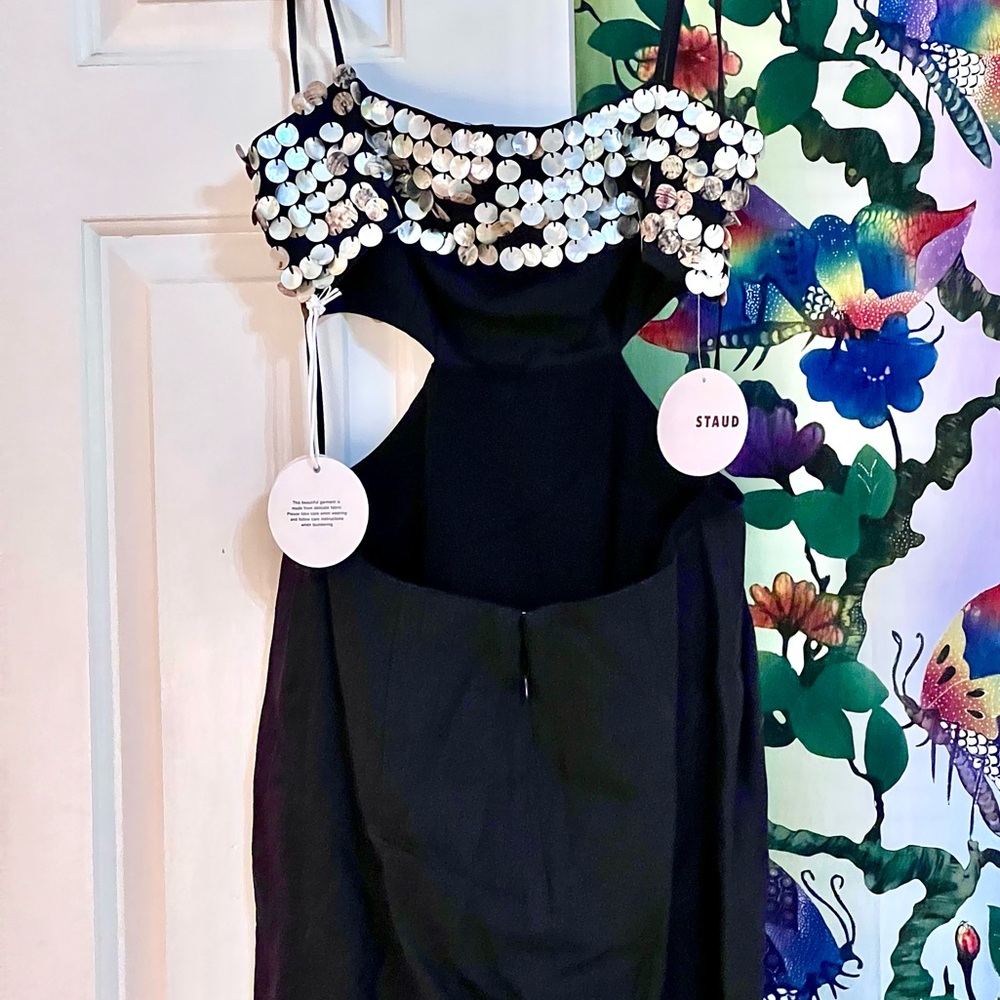🌺🎉HP🎉🌺 NWT Staud Jada Mother-of-Pearl Embellished Maxi Dress - Picture 15 of 16